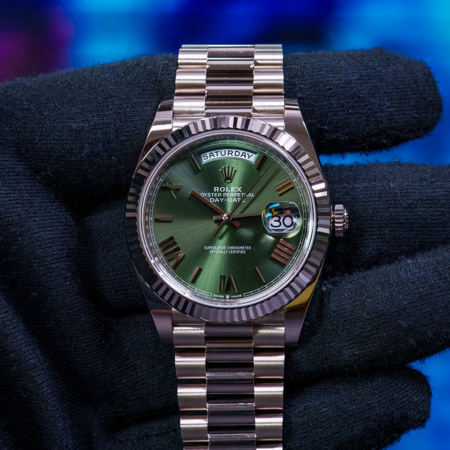 Rolex Day Date White Gold With Olive Dial 228239